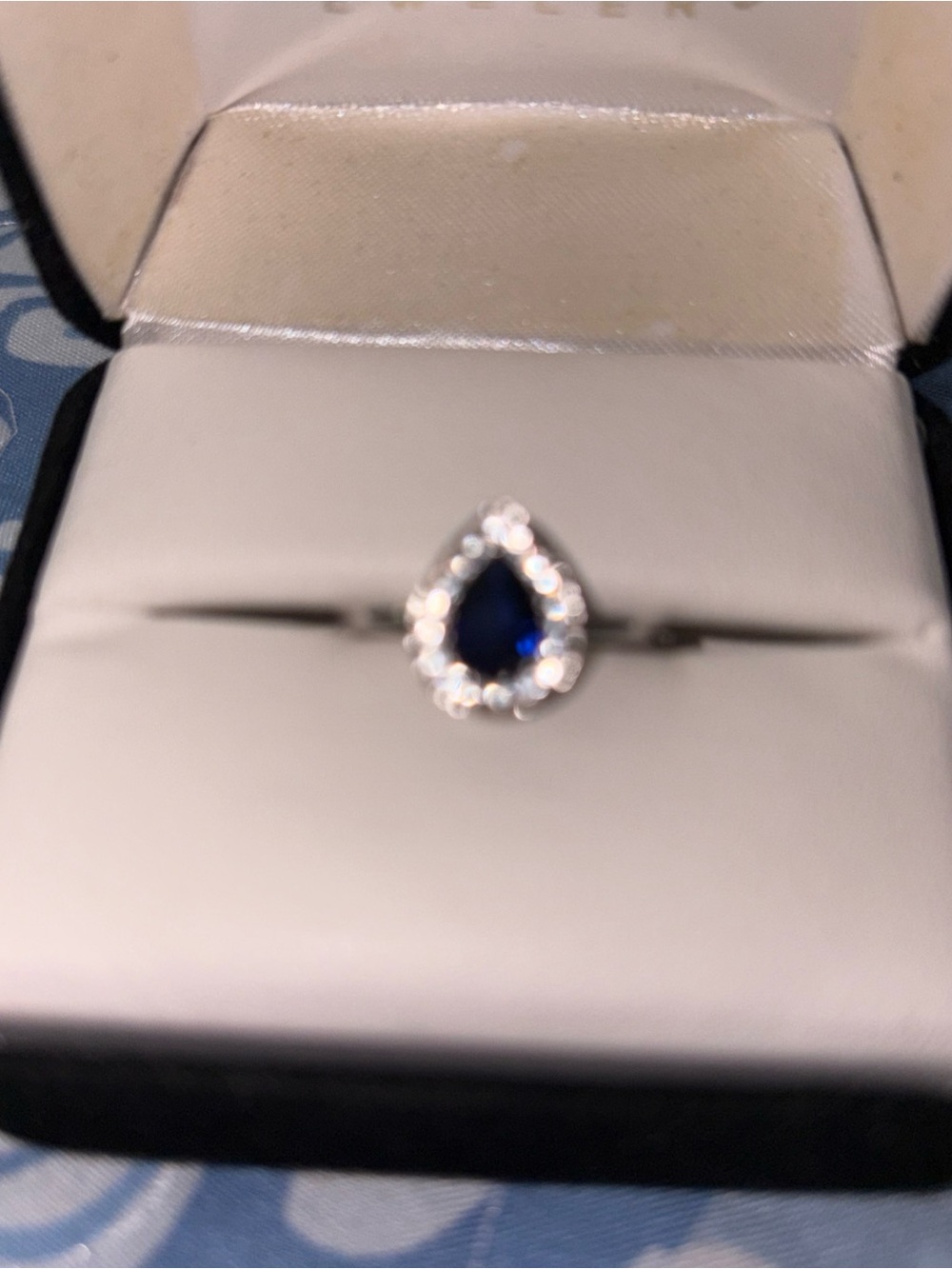 Kay Jewelers Teardrop Sapphire Halo Ring - Blue and Silver